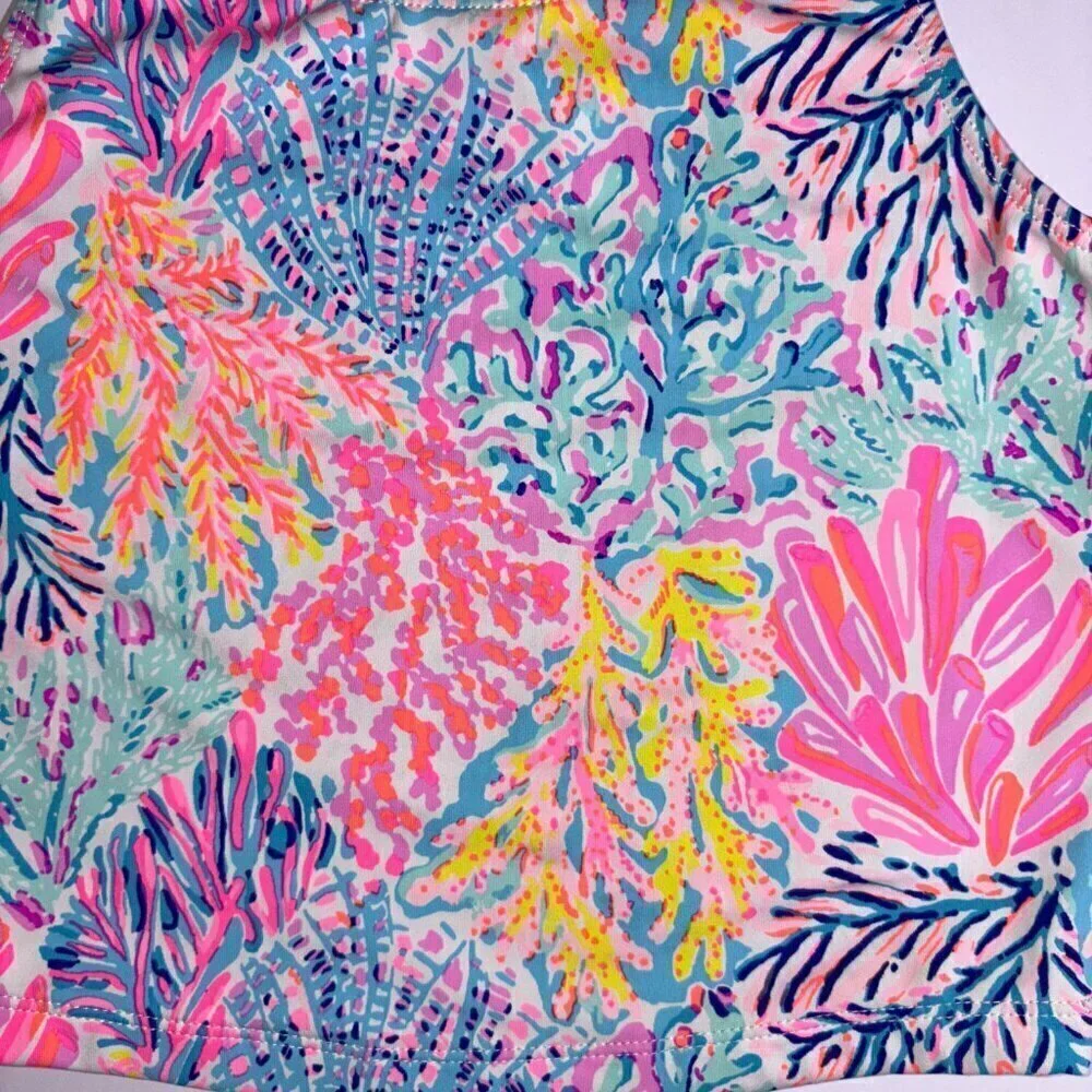 Lilly Pulitzer Girl's Haley Tankini Top UPF 50+ - Size 9 - Colorful, Coral
